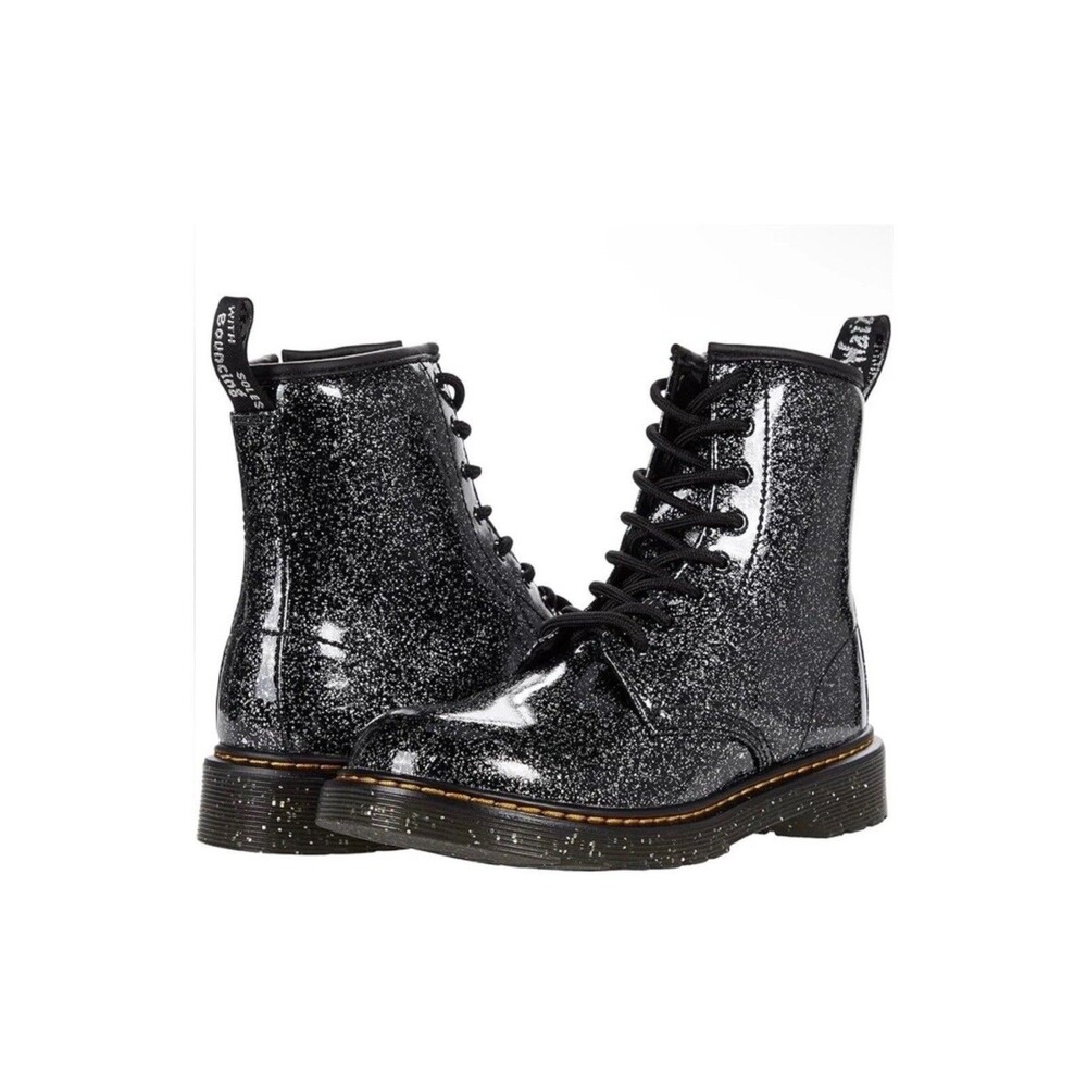 Womens Dr. Martens 1460 Y Black Glitter Combat Boots Unisex